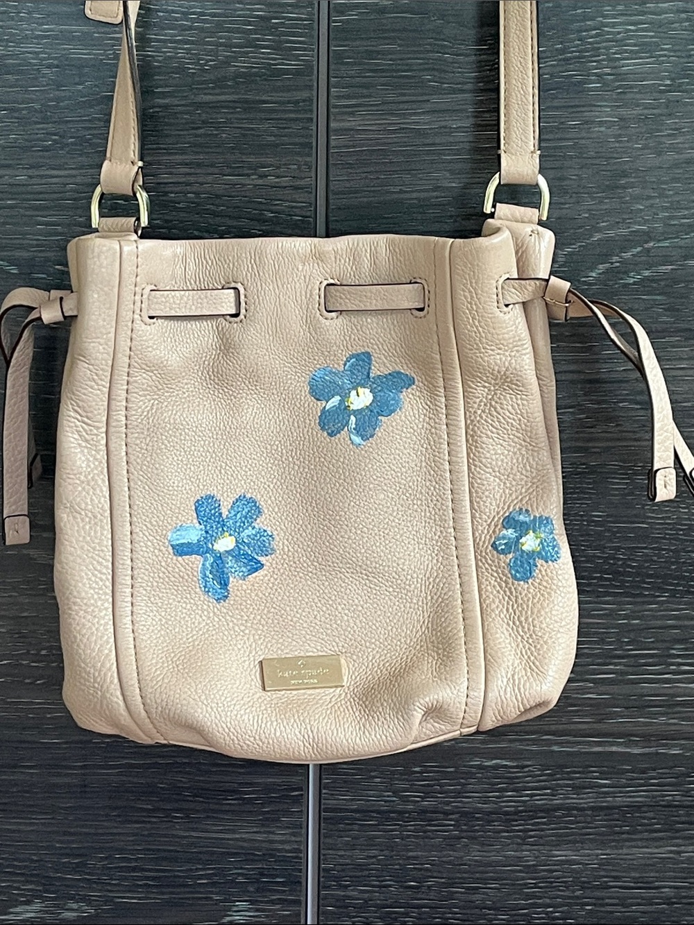 Kate Spade Hand Painted Beige Leather Bag